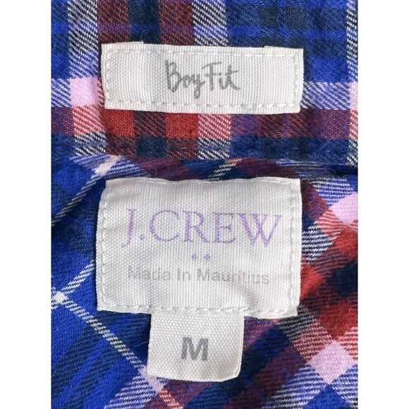 J. Crew Boy Fit Blue Flannel Size Medium - Picture 3 of 5
